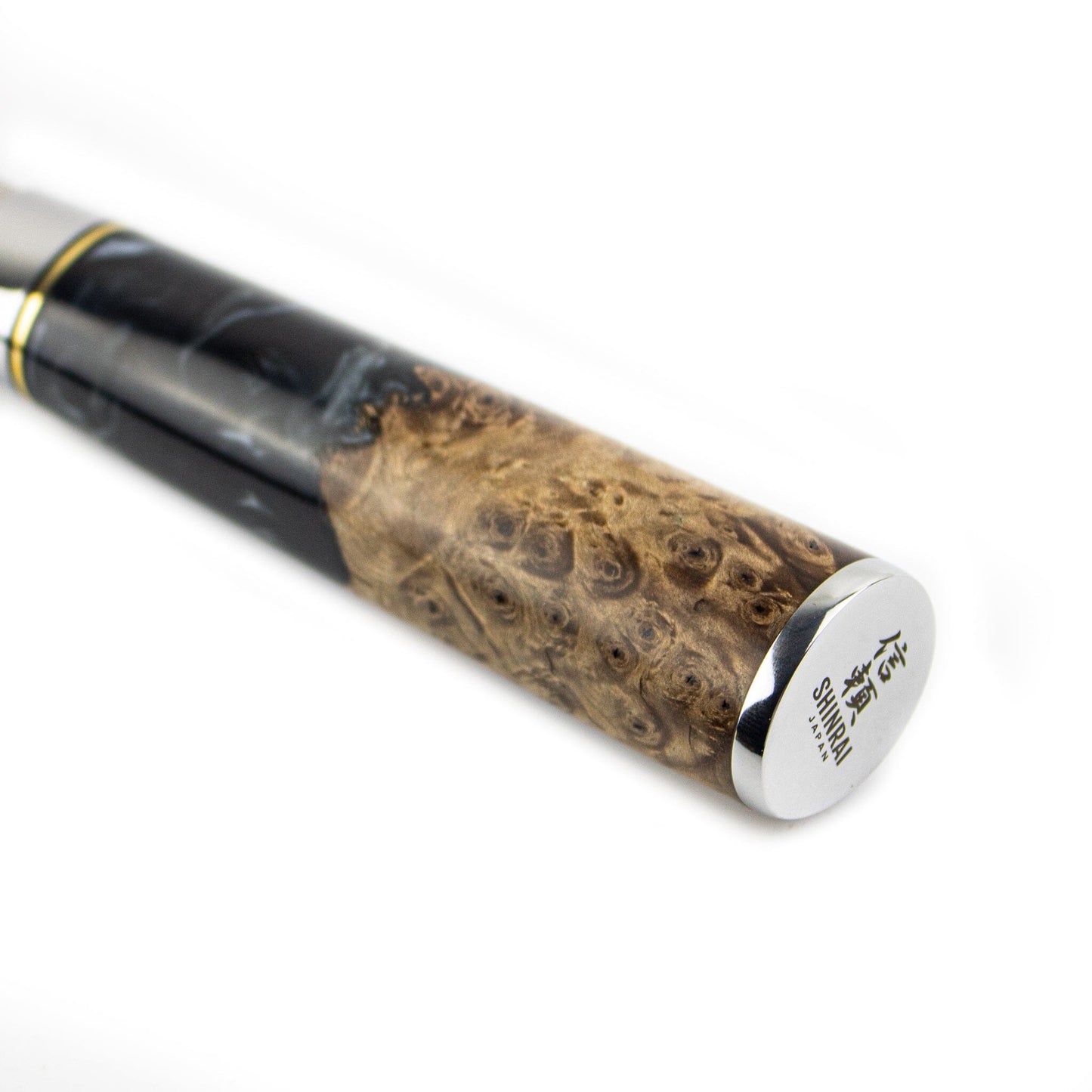 Shinrai Japan - Epoxy Onyx 6-delige Damascus Messenset + Magnetisch Messenblok Dubbelzijdig - Zwart Messenset met blok Shinrai Japan 
