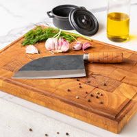 Shinrai Knives - 3 Bruine messen + Snijplank Messenset met snijplank Shinrai Knives 