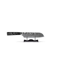 Couteaux Shinrai - Coffret de 5 couteaux en époxy onyx à motif damassé - Couteau de chef + Couteau à pain + Nakiri + Petit Santoku + Couteau d'office