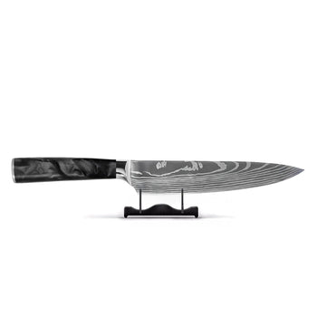 Couteau de chef Shinrai Knives - Onyx époxy imprimé Damas, 20 cm