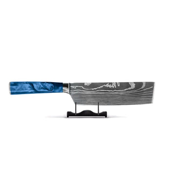 Couteaux Shinrai - Damascus Print Epoxy Sapphire Nakiri couteau 18 cm Nakirimes Shinrai Knives