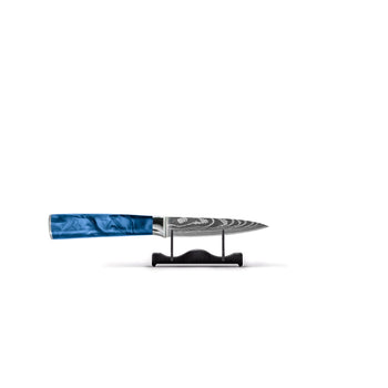 Couteau d'office Shinrai Knives - Époxy imprimé saphir damassé, 8 cm