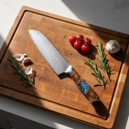 Shinrai Knives - Eclipse 4-delige Damascus Messenset - Koksmes + Nakiri + Santoku + Broodmes Messenset Shinrai Knives 