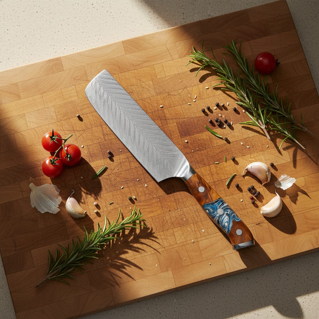 Shinrai Knives - Eclipse 4-delige Damascus Messenset - Koksmes + Nakiri + Santoku + Broodmes Messenset Shinrai Knives 