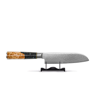 Couteaux Shinrai - Coffret de 2 couteaux en acier damassé époxy onyx - Couteau de chef + couteau Santoku