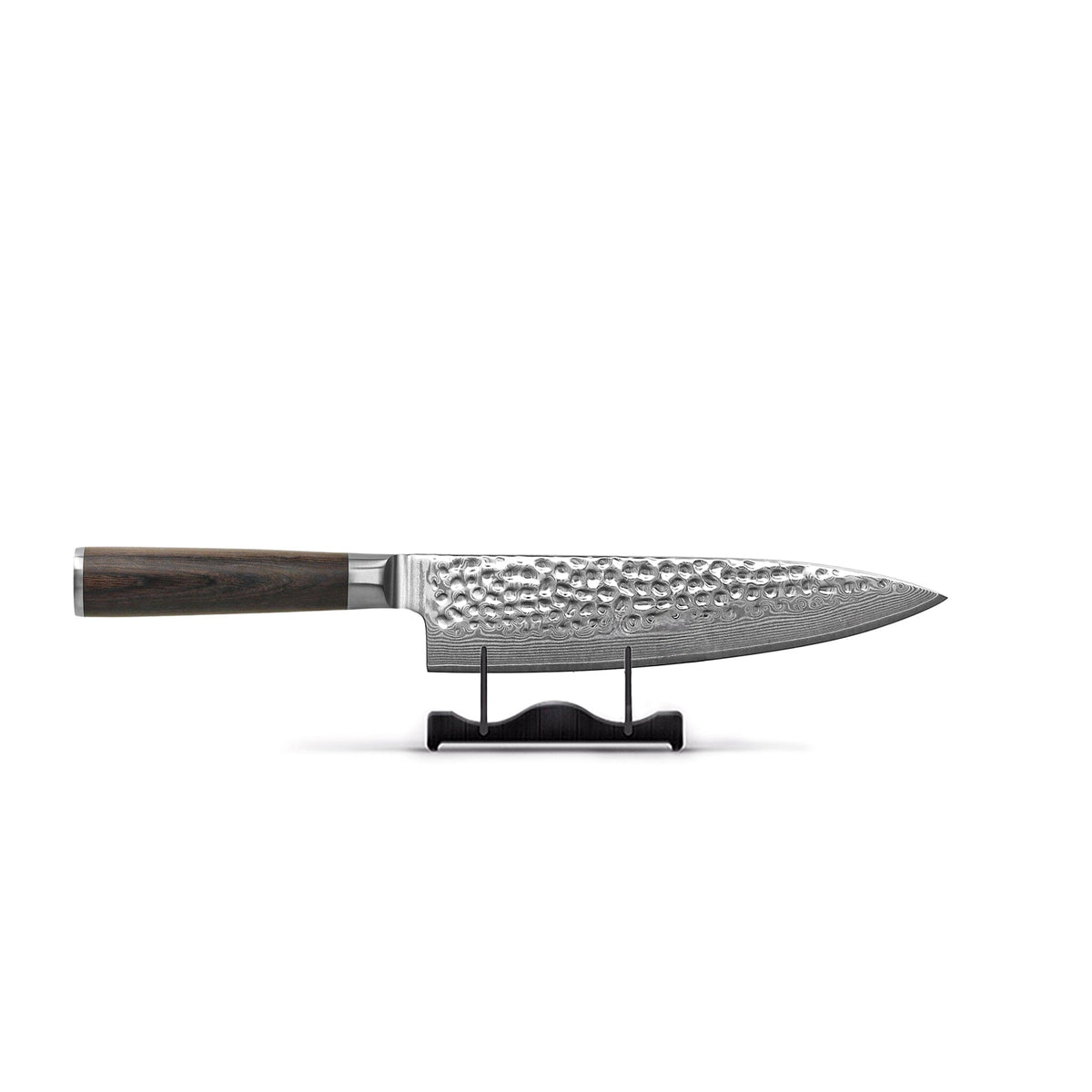 Shinrai Knives - Ensemble de 2 couteaux en damas martelé BR - Couteau de chef + Couteau à pain