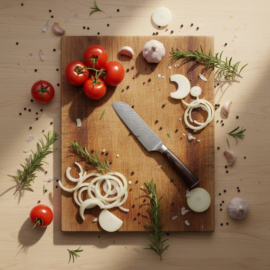 Shinrai Knives - Hammered RVS 5-delige Messenset - Koksmes + Broodmes + Nakiri + Kleine Santoku + Schilmes Messenset Shinrai Knives 