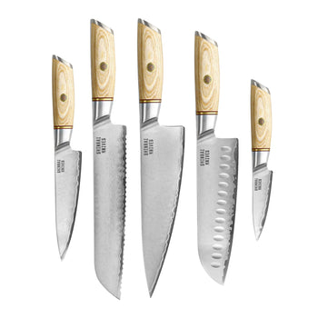 Couteaux Shinrai - Coffret de 5 couteaux Hikari Damas
