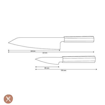 Shinrai Knives - Kigami Exclusive Damascus 2-delige set - Kiritsuke + Schilmes Messenset Shinrai Knives 