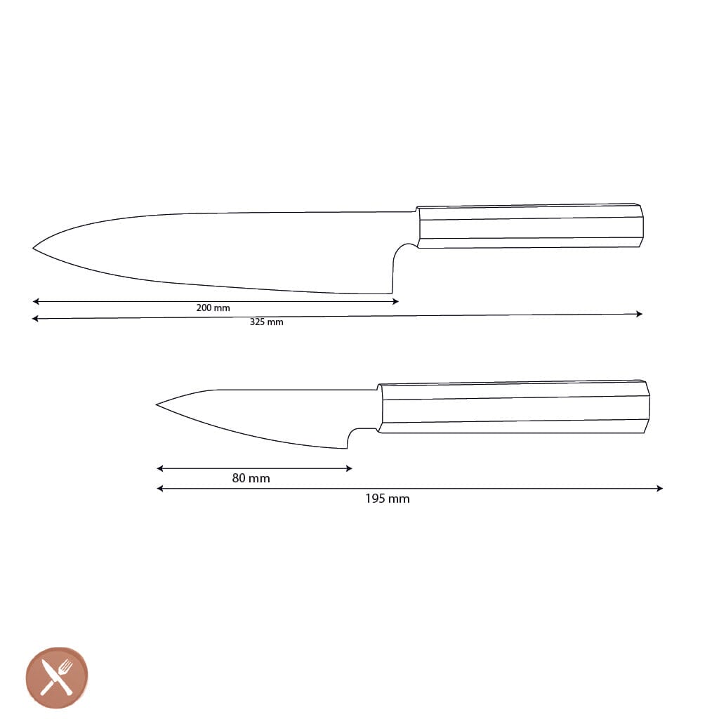 Shinrai Knives - Kigami Exclusive Damascus 2-delige set - Koksmes + Schilmes Messenset Shinrai Knives 