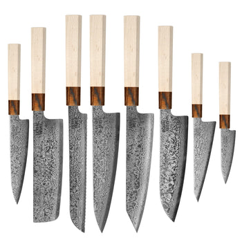 Couteaux Shinrai - Coffret de 8 couteaux Kōyō Damas