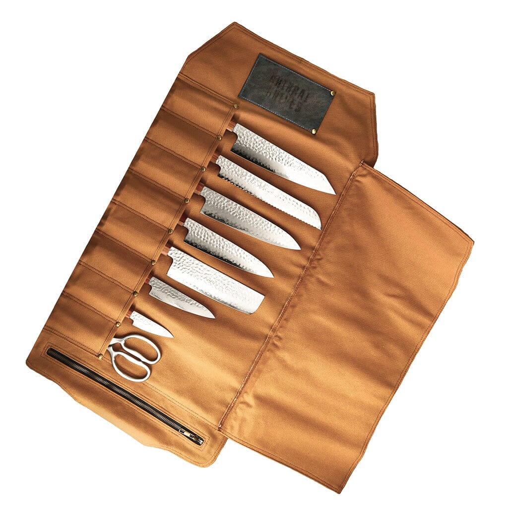 Shinrai Knives - Messenrol Hoogwaardig Canvas & Leer Bruin Messenrol Shinrai Knives 