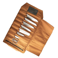 Couteaux Shinrai - Étui à couteaux en toile et cuir marron de haute qualité