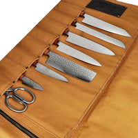Couteaux Shinrai - Étui à couteaux en toile et cuir marron de haute qualité