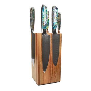 Couteaux Shinrai - Coffret de 5 couteaux « Bijoux en nacre » + bloc à couteaux - Coffret de couteaux rotatifs avec bloc - Couteaux Shinrai