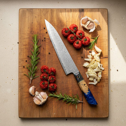 Shinrai Knives - Sapphire Epoxy Jewels Damascus Koksmes 23 cm - Special Edition Koksmes Shinrai Knives 