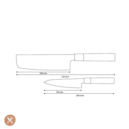 Shinrai Knives - Takumi Kaza 2-delige Damascus Messenset - Nakiri + Schilmes Messenset Shinrai Knives 