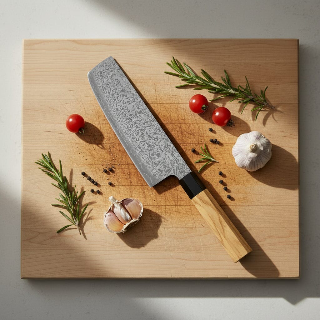 Shinrai Knives - Takumi Kaza 5-delige Damascus Messenset - Koksmes + Broodmes + Nakiri + Officemes + Schilmes Messenset Shinrai Knives 