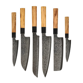 Shinrai Knives - Takumi Kaza 7-delige Damascus Messenset Messenset Shinrai Knives 