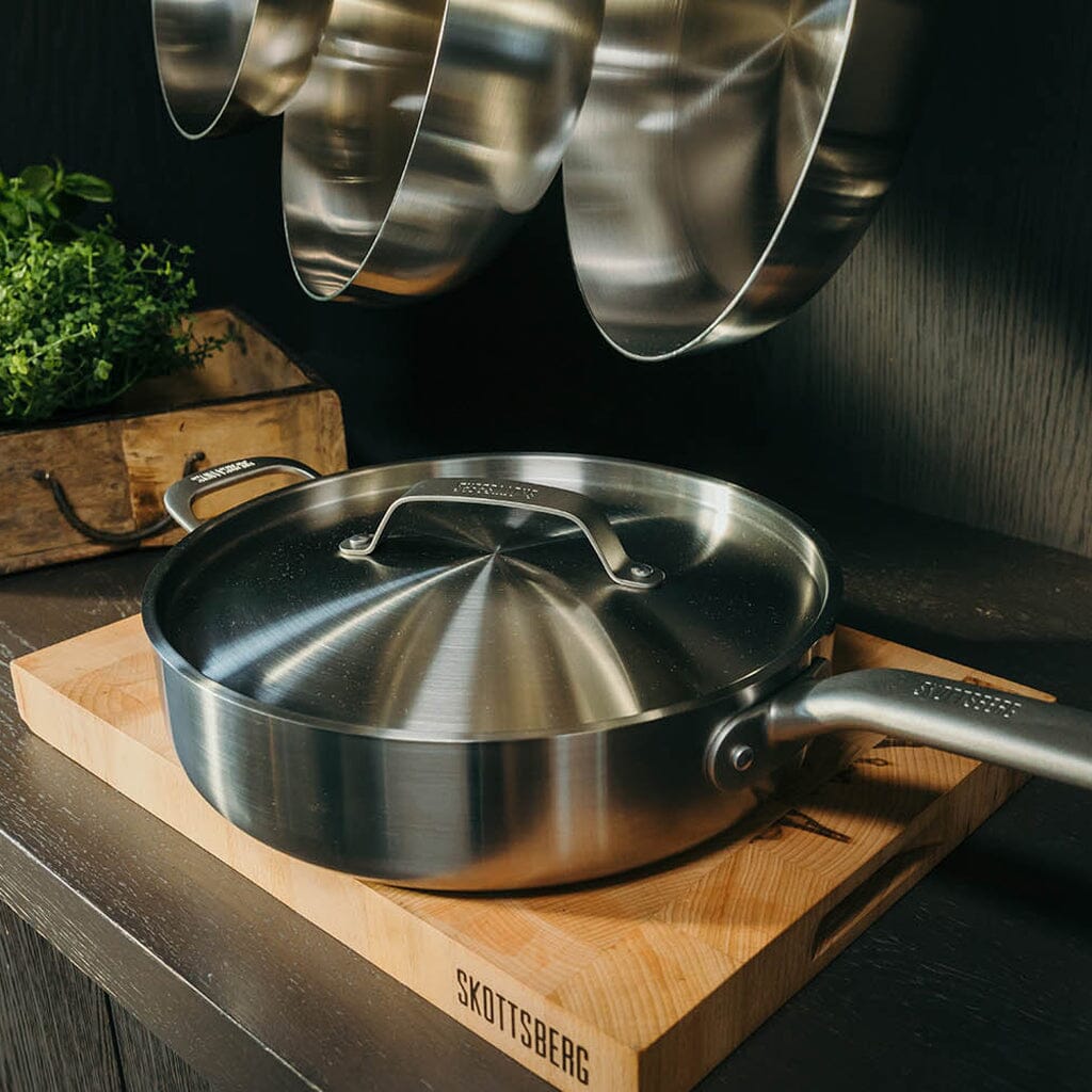Poêle à frire Skottsberg en acier inoxydable de 28 cm avec couvercle