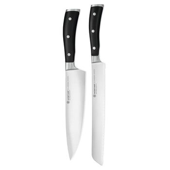 Wüsthof - Coffret de 2 couteaux Classic Ikon - Couteau de chef + Couteau à pain