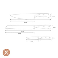 Wüsthof - Classic Ikon 3-delige Messenset - Koksmes + Broodmes + Officemes Messenset Wusthof 