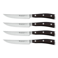 Wusthof - Ikon Steakmessenset 4-delig - Houten handvat Steakmessen Wusthof 