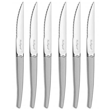 Lou Laguiole - 6-pc steak knives in grey block - satin Steakmes Lou Laguiole 